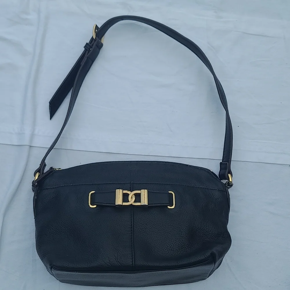 Black genuine Leather vintage baguette saddle purse Tignanello 8.5x4.5x7. 90's